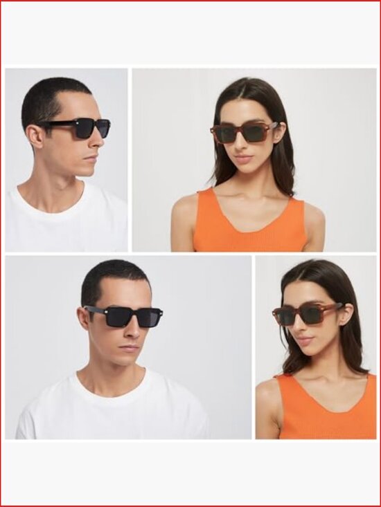 Retro Square Polarized Sunglasses Unisex Rectangle Shades main image 4